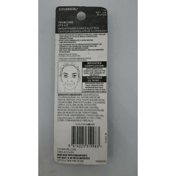 COVERGIRL TRUBLEND IT'S LIT BRIGHTENING CONCEALER PEN ~ #400 MEDIUM‎ - NEW - Picture 2 of 4